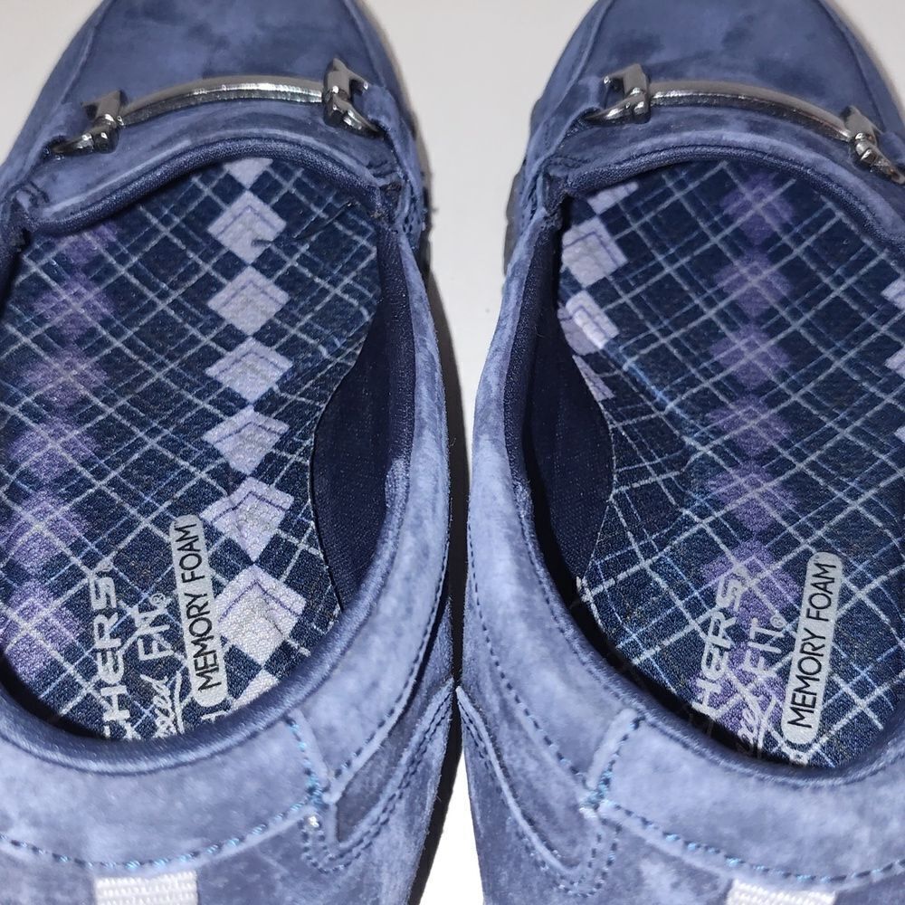 Skechers  Suede Slip-On Shoes Navy  loafers size 7.5 - Picture 5 of 7